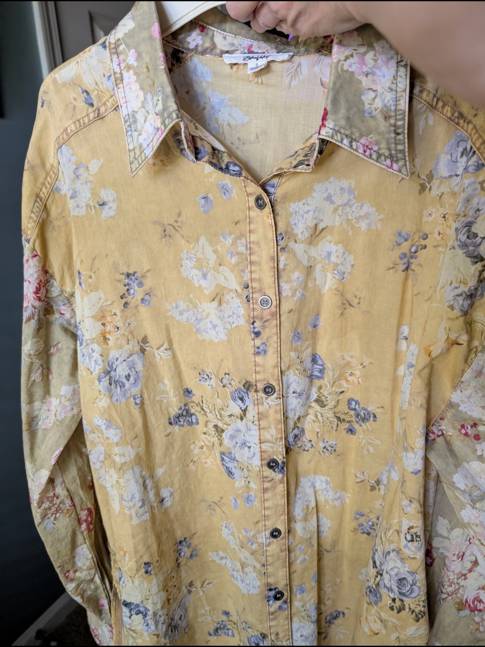 Blue Velvet Oversized Button-Down Shirt